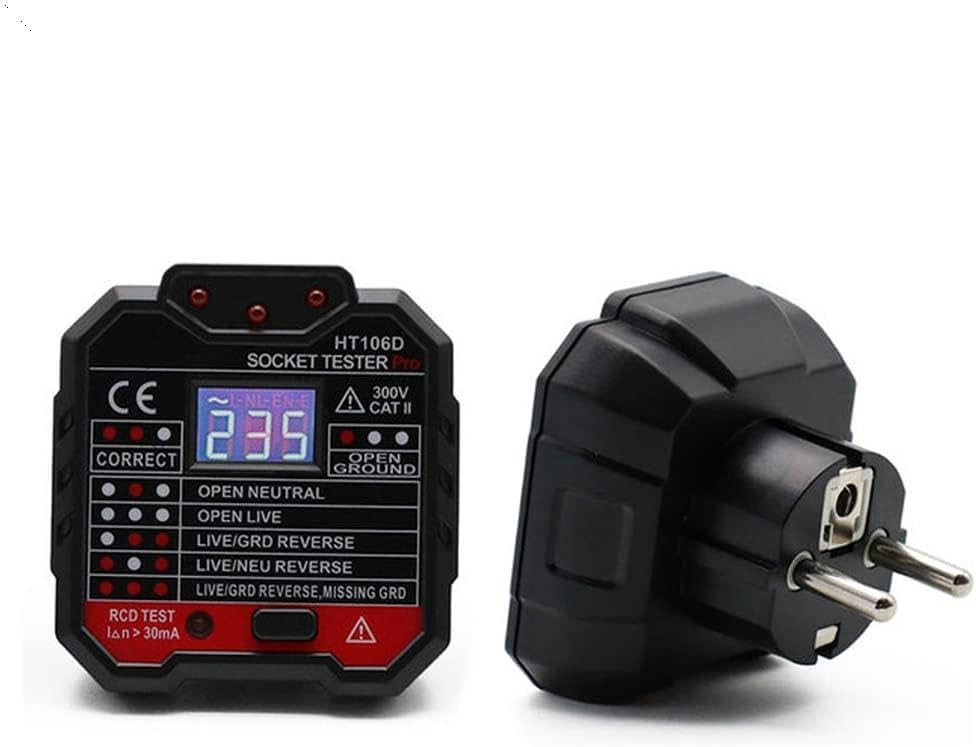 EU US UK Digital Display Plug Socket Tester Neutral Earth Wire Circuit Polarity Phase Eletric Leakage Detector Voltage Test Volt-EU Plug