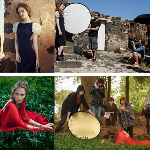 Image of SMILEDRIVE 5-in-1 Photography Reflector 110cm (43 inch) | Collapsible Multi-Disc Light Reflector, Translucent Diffuser, Silver, Gold, White, Black, Carrying Bag Included