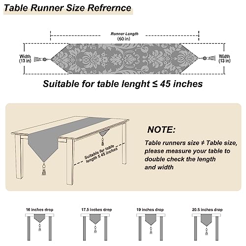 HeMiaor Chenille Jacquard Thick Table Runner Delicate Tassel for Meeting Decor and Dining Table Retro Embroidery Pattern for Christmas Festive Wedding Decoration Beige 60 inches Long - Image 2