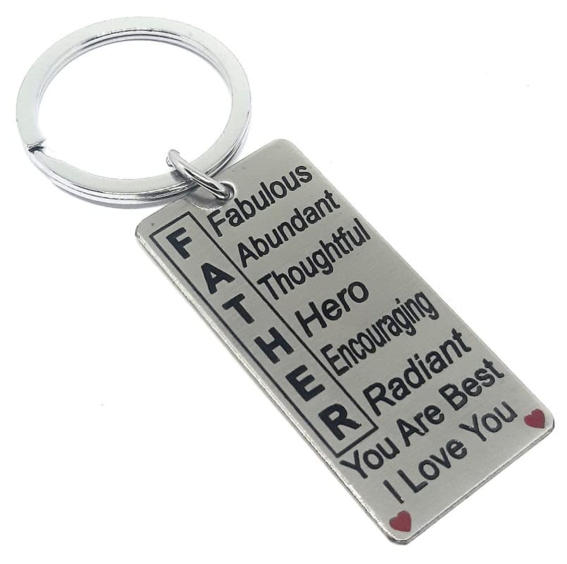 Aura Sweet Gift Keychain For Papa Dad Fathers Day Birthday Anniversary Retirement Gifts Men Husband Stainless Steel Silver Keychain