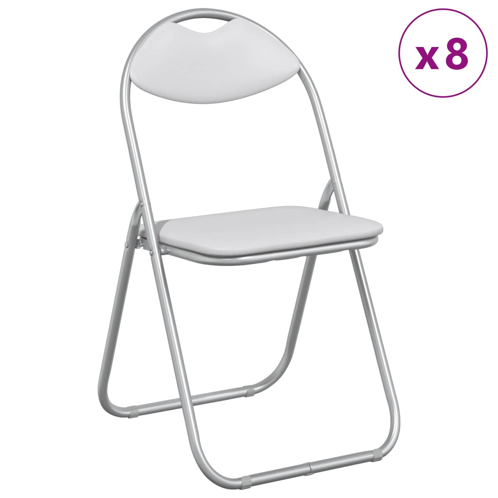 Chaise pliante 8 unités PVC gris 48 x 43,5 x 81 cm