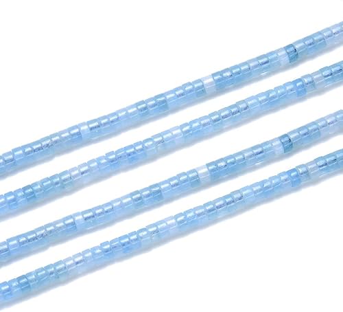 1 hebra Adabele Cuarzo Natural Azul Aguamarina de Cuarzo de Sanación Gema de 4mm x 2mm Cuentas Heishi Pequeñas de Tubo Rondelle de Piedra