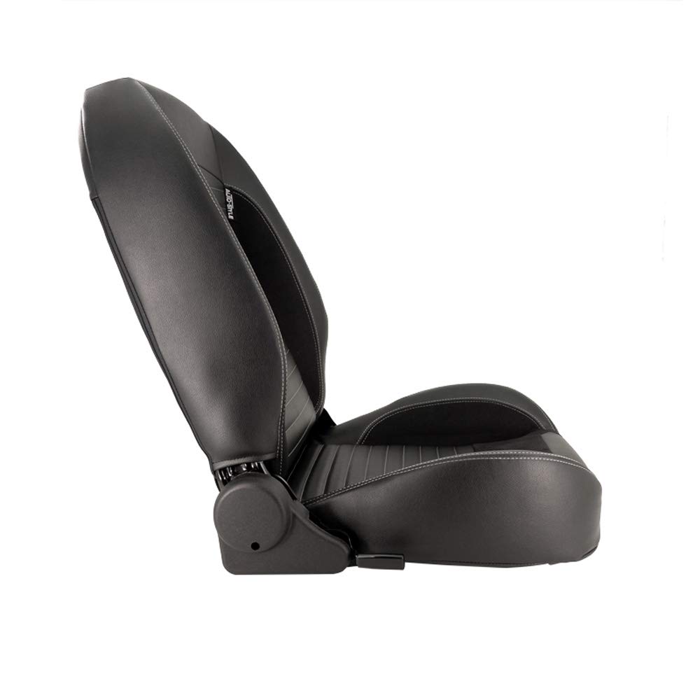 AutoStyle Siège baquet 'Classic II' - Simili Cuir Noir + suède + Surpiqûres gris - Dossier réglable à droite - incl. glissières