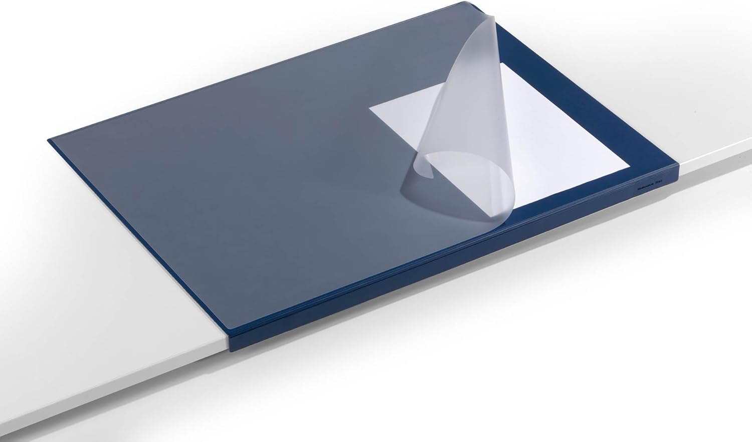 Durable Desk Mat with Edge Protector in Dark Blue | 65 x 50cm | Pack of 1 | Includes Self-Adhesive Strips for Easy Attachment to Desk