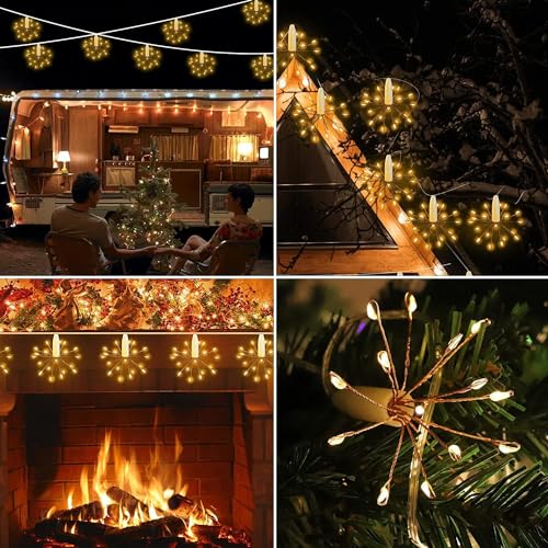 Image of Desidiya 12 Bright Starbursts Design Sparkle 10 feet LED Light with USB Operated for Diwali Decoration Christmas, Wedding, Party, Home, Patio Lawn Warm White