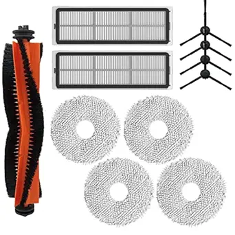 VACUSHOP Vacuum Accessories Replacement for Dreametech L10s Ultra Robot Vacuum x1 Main Brush x4 Mop Pad x2 Filter x4 Edge Brush Set