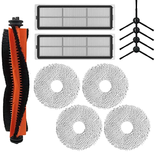 VACUSHOP Vacuum Accessories Replacement for Dreametech L10s Ultra Robot Vacuum x1 Main Brush x4 Mop Pad x2 Filter x4 Edge Brush Set