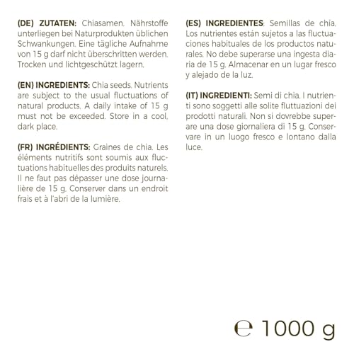 GreatVita Chia Samen 2kg – Naturbelassen, reich an Omega-3 & Ballaststoffen | Ideal für Smoothies, Joghurt, Salate, Backen, Chia-Pudding & Brei