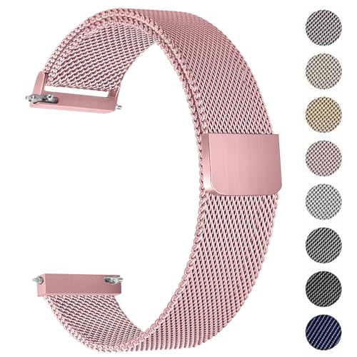 Tobfit 22mm Strap Compatible for Fire-Boltt Ninja Call Pro, Phantom, Ring, Visionary (Watch Not Included), Stainless Steel Chain Strap with Magnetic Buckle for Men&Women,Rose pink