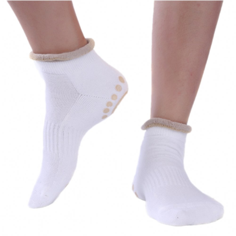 Venxic Womens Ankle Cut Non-Slip Grippers Socks for Pilates Yoga (White)