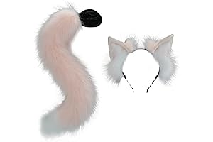 VIGVAN Cute Plush Cat Kitten Ear Tail Set for Cosplay Halloween Dress Up