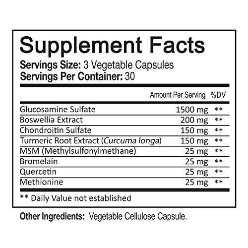 NutriFlair Glucosamine Chondroitin Turmeric MSM Boswellia - Joint Pain Relief Supplement - Natural & Non-GMO - Anti-Inflammatory & Antioxidant Pills - Supports Back, Knees, Hands, Joints, Cartilage - Thumbnail 6