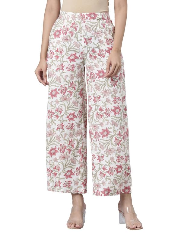 Image of GO COLORS Soft Viscose Printed Palazzo Full Length for Women| Breathable, Mid Rise