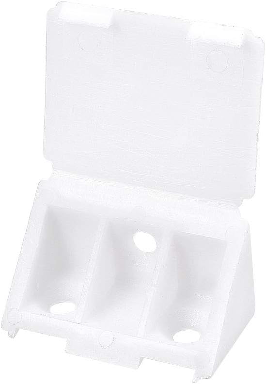 uxcell Shelf Cabinet Door 90 Degree Plastic Corner Braces 3 Holes Angle Brackets with Cover Cap, 10 Pcs