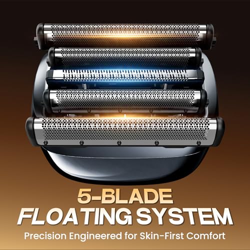 Image of Electric Foil Shaver for Men, Upgraded 5-Blade System,Electric Razor for Men,IPX8 Waterproof,Wet /Dry,LED Display, 2 Power Levels, 90-Min Runtime, USB-C Fast Charge,Travel Lock, Father's Day Gunmetal