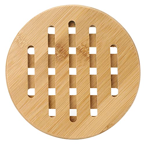 Tapete de Mesa de 4 Peças Tapete de Isolamento de Bambu Anti Escaldante Trompete Antiderrapante Resi