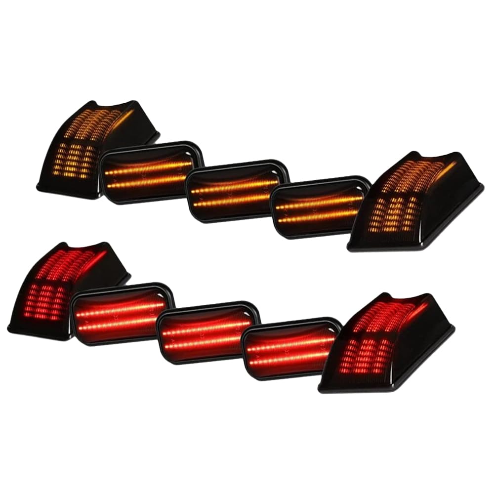 TOTMOX Cab Roof Marker Lights, LED Amber Top Clearance Running Lights, Roof Marker Lights Compatible with Hummer H2 2003-2009, Smoke Lens, Rear Red/