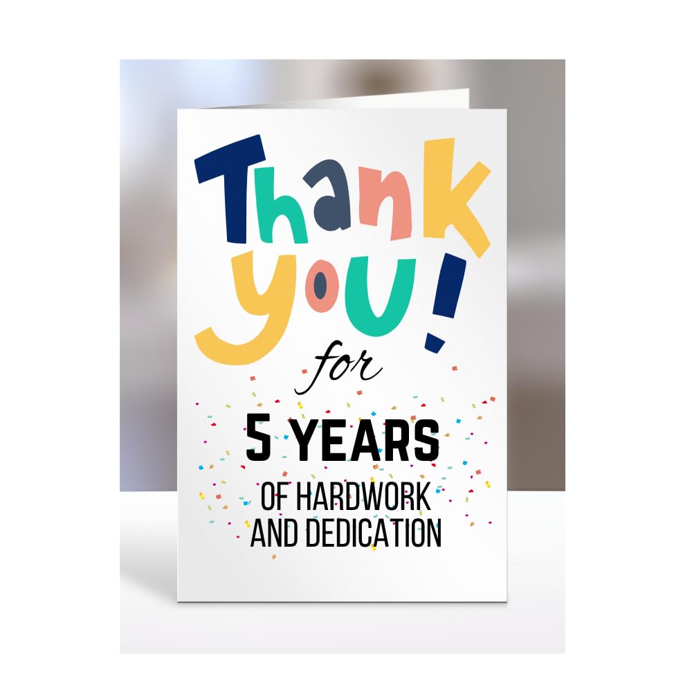5 years Work Anniversary Card, Employee Gift, Thank You for Employee from Boss or Employer, Leaving or Retirement Present,Men, Women, Presents for Christmas, A5-86_6