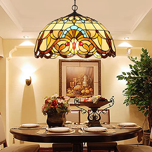 Lustre Baroque Vitrail Jaune pour une Ambiance Chaleureuse unique - 4