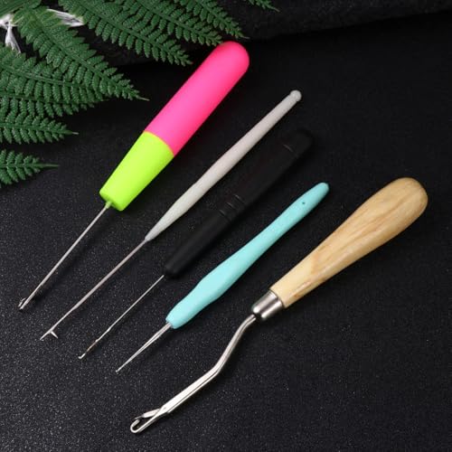 Agujas de tejer dreadlocks para cabello trenzado herramientas de metal mango comodo 6