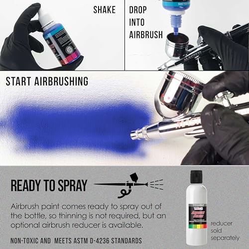 U.S. Art Supply Ready to Spray Special Effects Silver Pearl Acrylic Airbrush Paint - 1oz Bottle, Professional Grade Non-Toxic Water-Based Colors for Vibrant & Permanent Results - Thumbnail 3