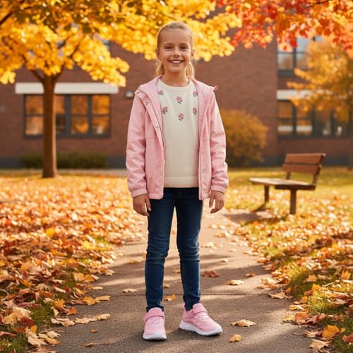 Raoendis Turnschuhe Kinder Mädchen Sportschuhe Sneaker Laufschuhe Kinderschuhe Netz Hallenschuhe Leicht Outdoor Fitnessschuhe Rosa 33