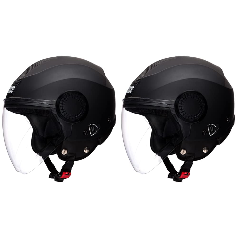 Studds Urban O/F Helmet BK/BK Strip(M) & Urban Black with Black Strip Open Face Helmet (L), Cycling