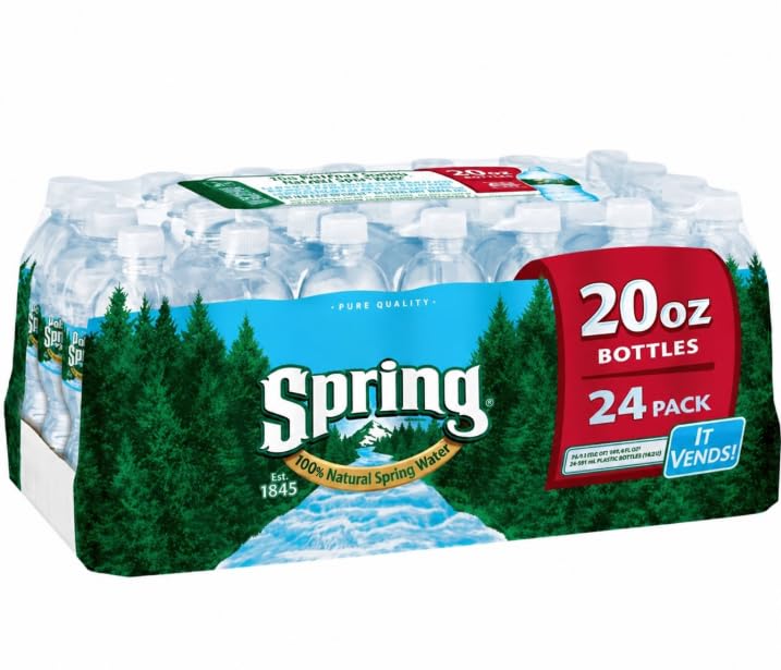 Spring 100% Natural Spring Water, 20 oz Bottles, 24 Pack