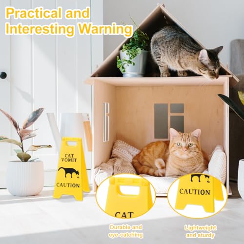 YUZNA 2 Stück Panneau d'avertissement pour chat avec vomissements,Décoration amusante en 3D,Décoration de bureau,Pour les amoureux des chats et les décorations de chat