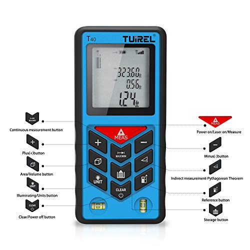 Distance Measurer 131ft/40m Handheld Range Finder Meter Tuirel T40 Measuring Device with Pythagorean Theorem Mode - Thumbnail 3