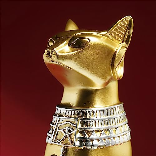 Estatua Bastet Egipcia Dorada de 9.4 pulgadas miniatura 3