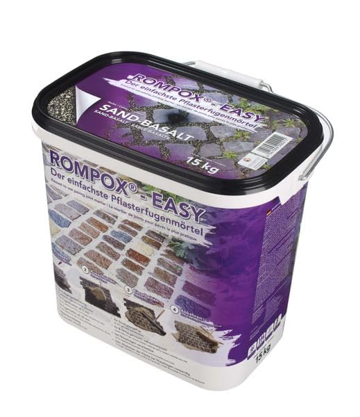ROMPOX® - EASY 1K Pflasterfugenmörtel 15 kg - Sand-Basalt - 1-komponentig für leichte Belastung - für eine feste & saubere Pflasterfuge