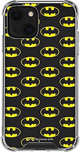 Skinit Clear Phone Case Compatible with iPhone 13 Mini - Officially Licensed DC Comics Batman Logo All Over Print Design