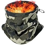 [Andeor] 【大きいサイズ追加】 ネックウォーマー メンズ 冬 防寒 【360°極めた暖かさ・柔らかい肌触り・調節コードつき】 ネックガード 裏起毛 厚手 防風 暖かい 柔らかい 伸縮性 多機能 通勤・通学・自転車・バイク・登山・スキー・ジョギング 男女兼用 (迷彩-グリーン)