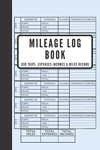Mileage Log Book, Business Vehicle Tracking Book, Miles Expenses & Incomes Log Book, Vehicle Mileage Journal: Auto Mileage Record, 630 Trips, 6 X 9 Inch, 10 Pages For summary And Results