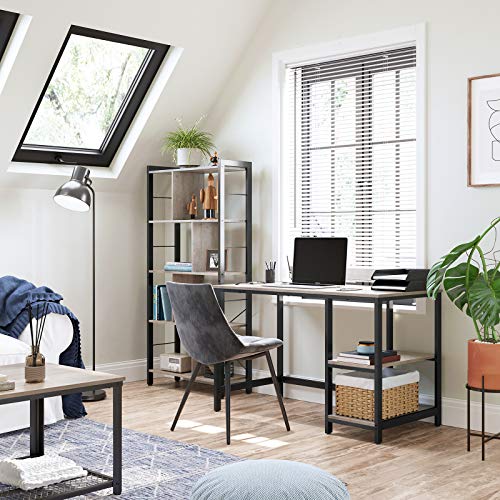 Vasagle Computer Desk, 47.2-Inch Wide Home Office Desk For Study, Writing Desk With 2 Shelves On Left Or Right, Steel Frame, Industrial, Greige And Black Ulwd47Mb #TOP1