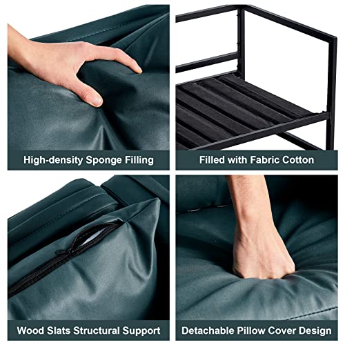 Clipop 35”W Modern Accent Chair, Leathaire Upholstered Single Sofa Backrest & Armrest, Comfy Lounge Armchair With Free Cushion, Thickening Padded Seat, Metal Frame For Living Room #TOP6