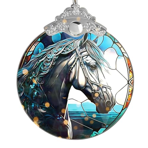 Horse Ornament 2026, Horse Ornaments for Christmas Tree, Stained Glass Effect Ornament, Women’s Xmas Keepsake, Funny White Elephant Idea, Holiday Decoration, 2026 Christmas Ornaments
