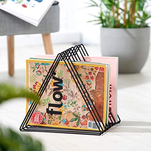 Files Folder Stand Desktop File Organizer, Vinyl Records Holder Book Shelf Magazine Rack, 9 Slot File Sorter Eye-Catching Decoration For Indoor Office Home, Photograph Props (Diamond Black) #TOP2