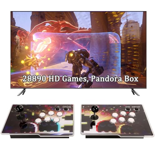 Hedlaoy 28890 Games 3D Pandora Box Arcade Game Console,Retro Video Game Machine for TV PC Projector, 1280x720 HD Output,Search/Save/Hide/Pause Games,Support 4 Players,Two Splited Joysticks.