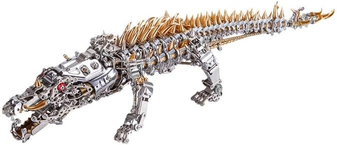 Metalkitor 3D Metal Puzzles for Adults, Crocodile Model Kits DIY Ornament - Assembly Jigsaw Crafts Brain Teaser - Perfect Desk Decor and Gift Choice1500+PCS, Bronze