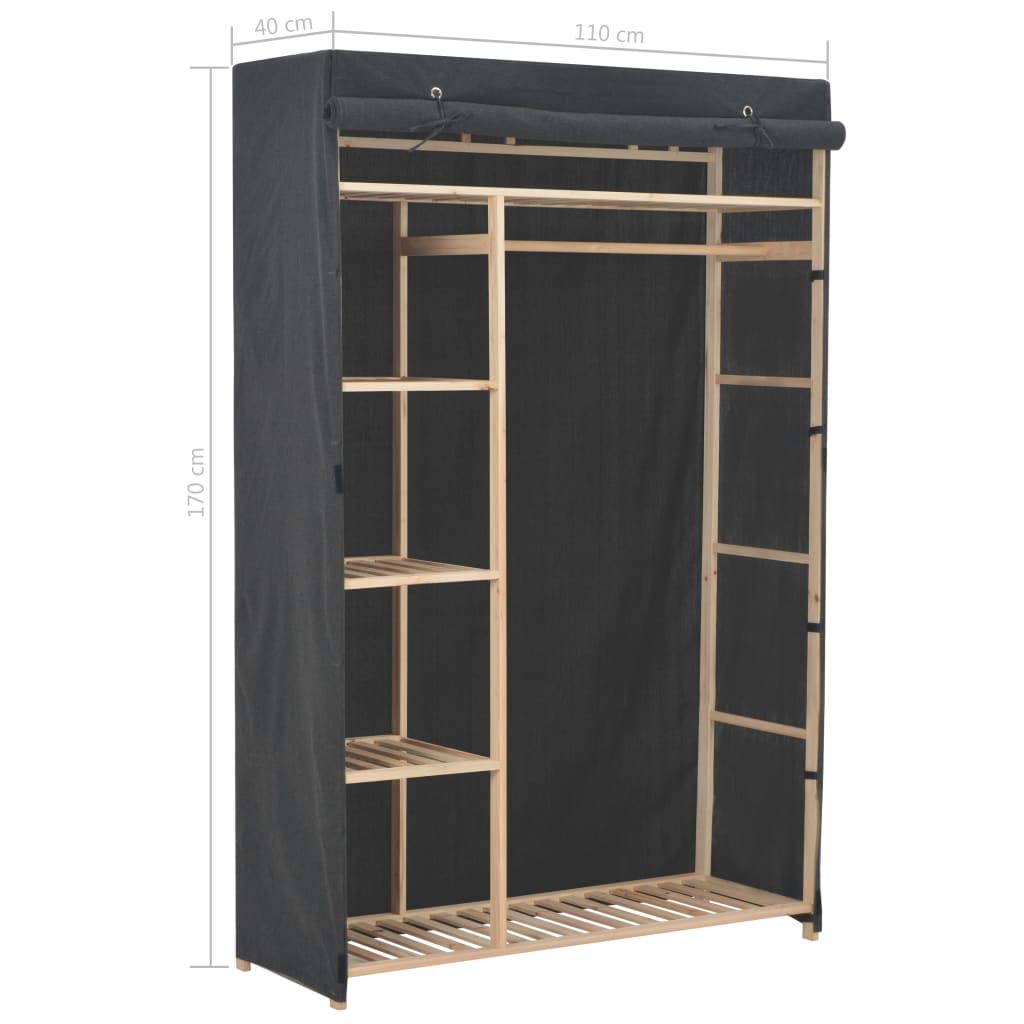 Gecheer Armadio in tessuto con 5 ripiani fissi, armadio da campeggio, armadio pieghevole in tessuto con asta appendiabiti, armadio in tessuto 110 x 40 x 170 cm (larghezza x profondità x altezza),