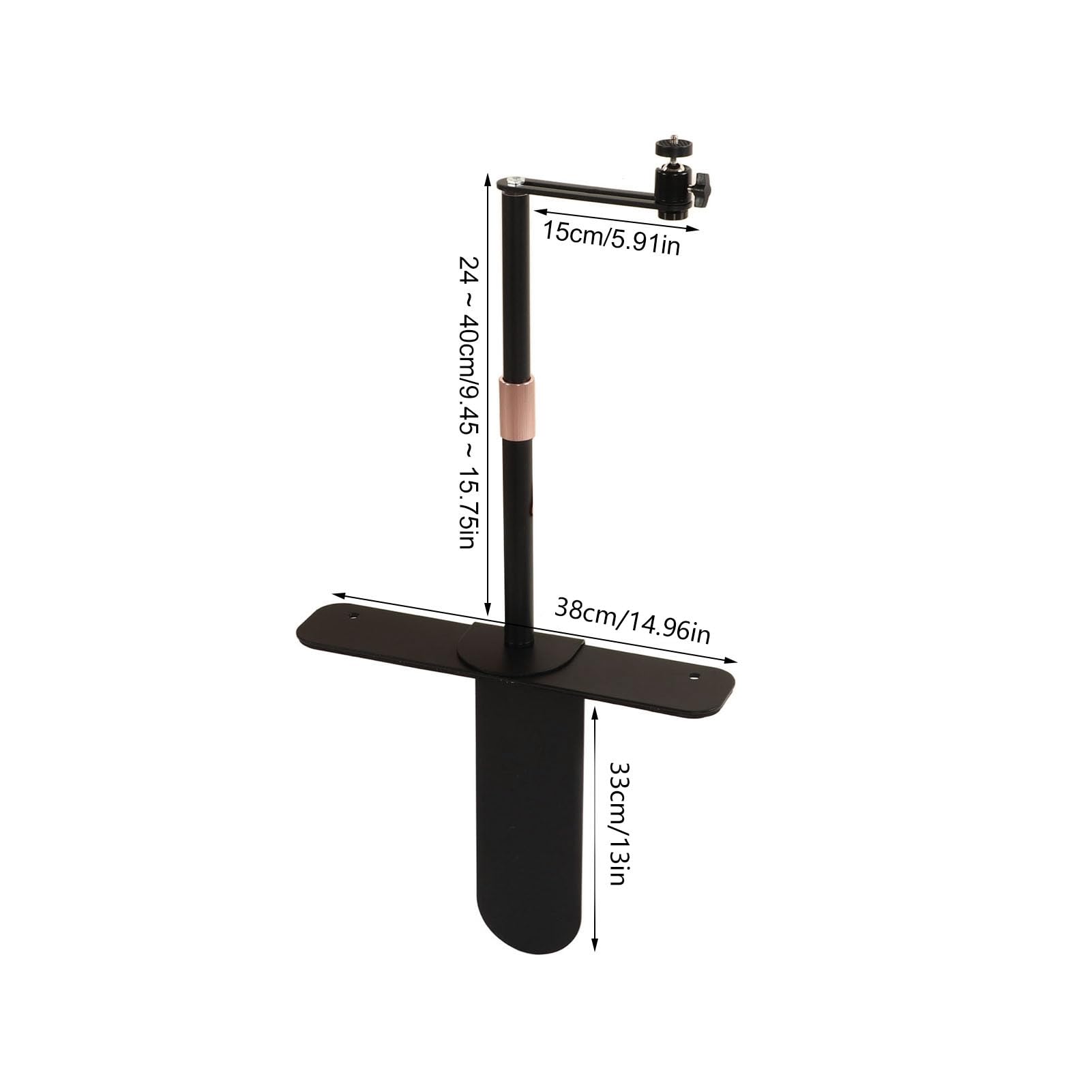 Cryfokt Soporte para Soporte Giratorio de 360 ​​​​Grados con Amplia Compatibilidad, Longitud Ajustable de 24 a 40 Cm, Diseño Portátil para Uso en el Hogar, Oficina y Exteriores (Black)