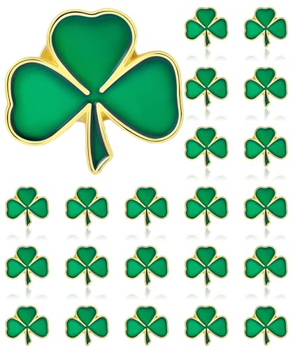 Image of DISCAO 25 /50 /100 /200 /300 pieces small metal enamel green Clover pin three leaf Clover lapel pin St. Patrick's Day brooch pins for women men Clothes Backpack Hat Irish traditional festivals Decoration Souvenir gift badge bulk