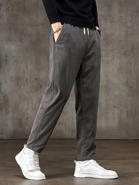 Image of NoseQueen Men's Corduroy Relaxed Fit Stretchable & Comfortable Sweatpant Trousers Pant