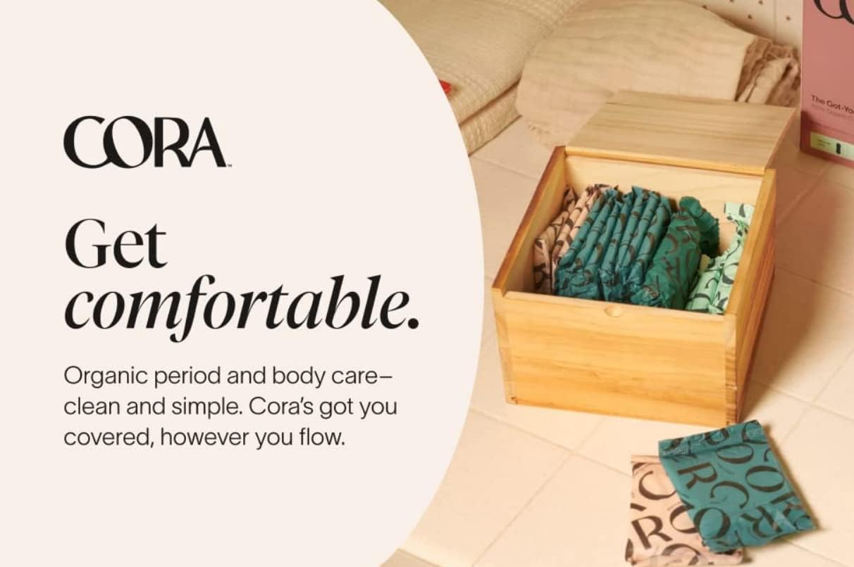 Cora Organic Feminine Care | 72 Long Ultra Thin No Wings Liners and 72 Regular No Wings Liners | Ultra-Absorbent, Unscented, Natural, Non-Toxic | Bundle Pack