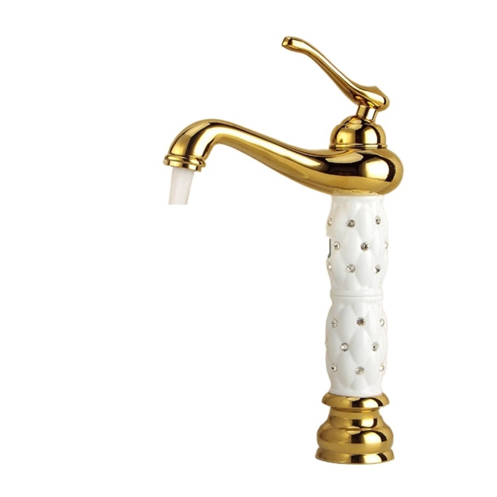 Grifo de lavabo de latón blanco monomando para agua fría y caliente