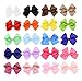 Boutique Hair Bows - Grosgrain Ribbon Alligator Clip Hairbows for Girls and Women Assorted 20 PC Set by Mandala Crafts 4 Inches