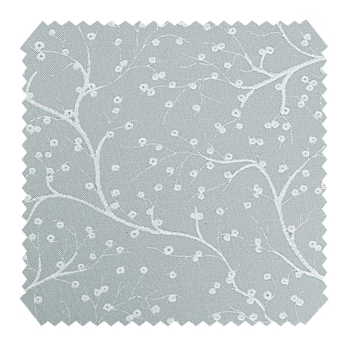 novely® HANAU TWIG - Dekostoff mit Blumen-Print - Robuster Möbelstoff - Pflegeleichte Meterware 1lfm | Farbe: 04 Steingrau