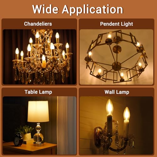 Liuyife E14 C35 6W LED Filament Candle Bulb, Warm White 2700K, 600LM, Vintage SES Edison Screw Light Bulb for Chandelier, Ceiling Fan, Non-Dimmable, 2 Pack - Image 6